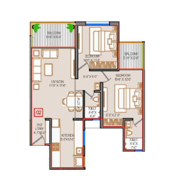 Unit plan - 812 sq.ft.