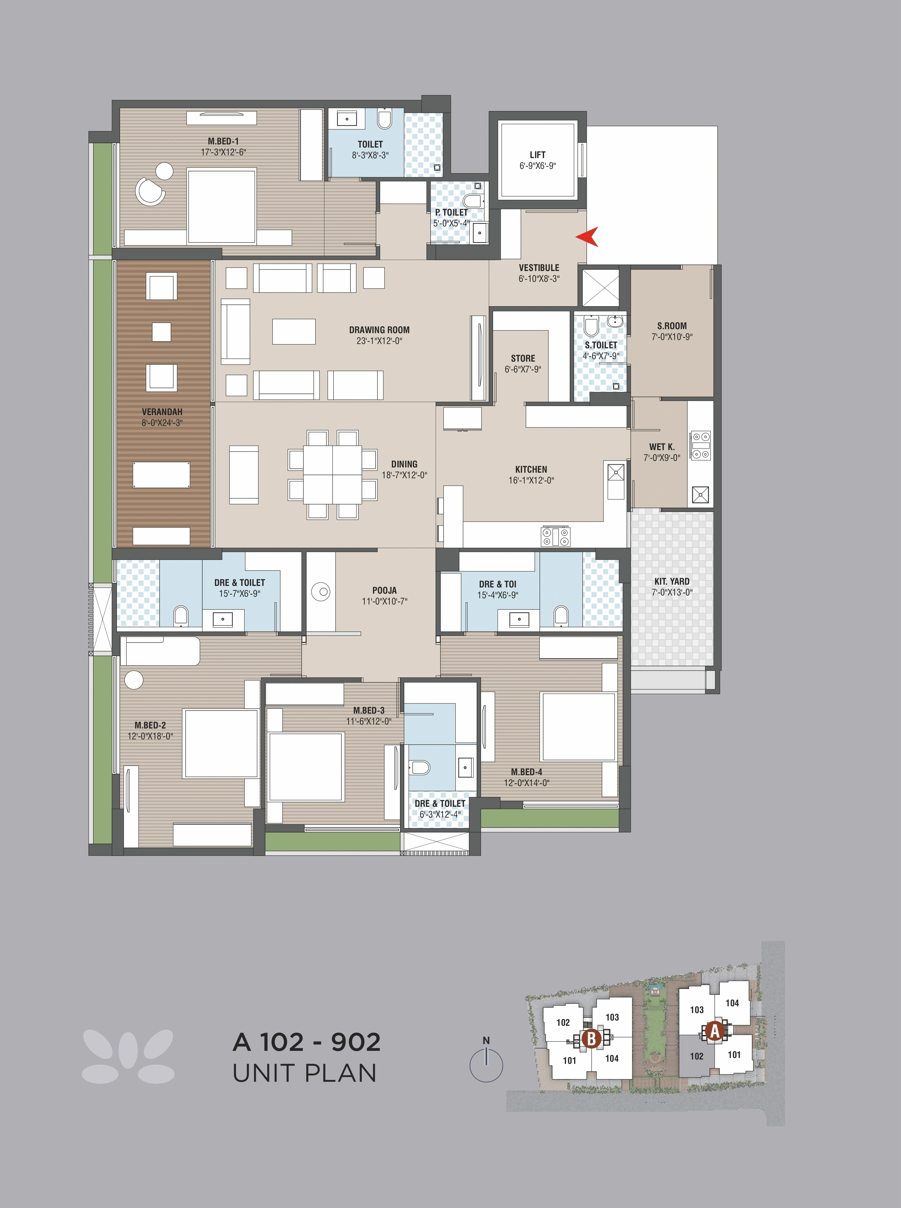 Maruti Aatman Unit plan - 2308 sq.ft.