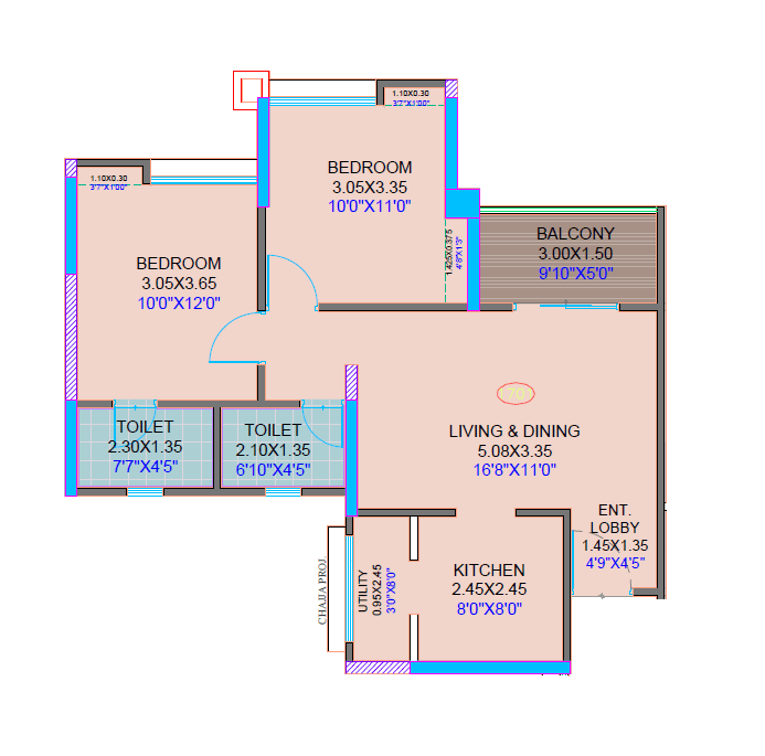 Sukhwani Verde Unit plan - 708 sq.ft.