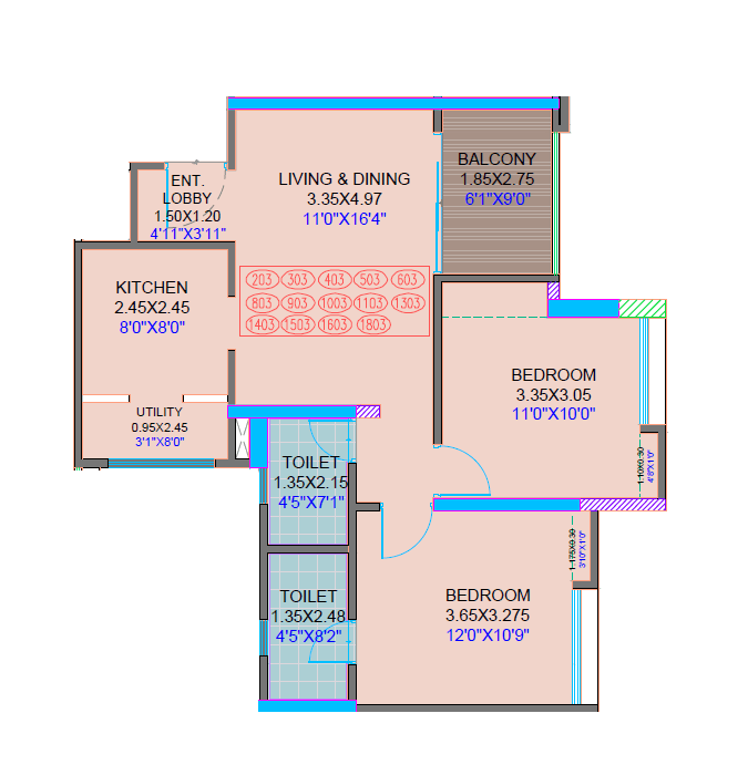 Sukhwani Verde Unit plan - 739 sq.ft.
