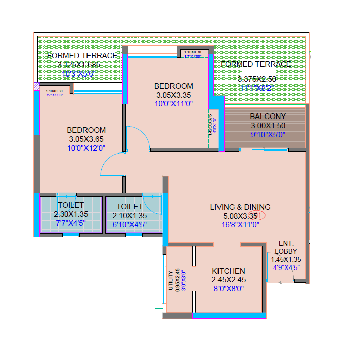 Sukhwani Verde Unit plan - 896 sq.ft.