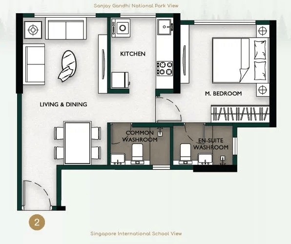 MICL Aaradhya Parkwood Unit plan - 410 sq.ft.