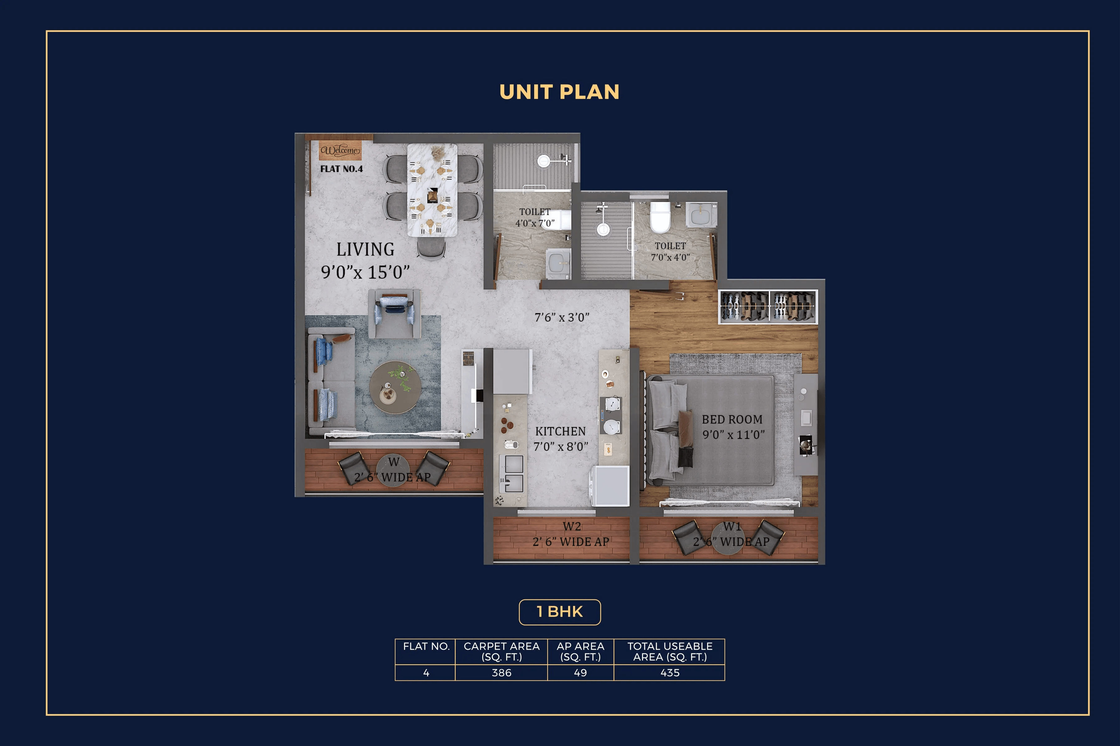 Unit plan - 386 sq.ft.