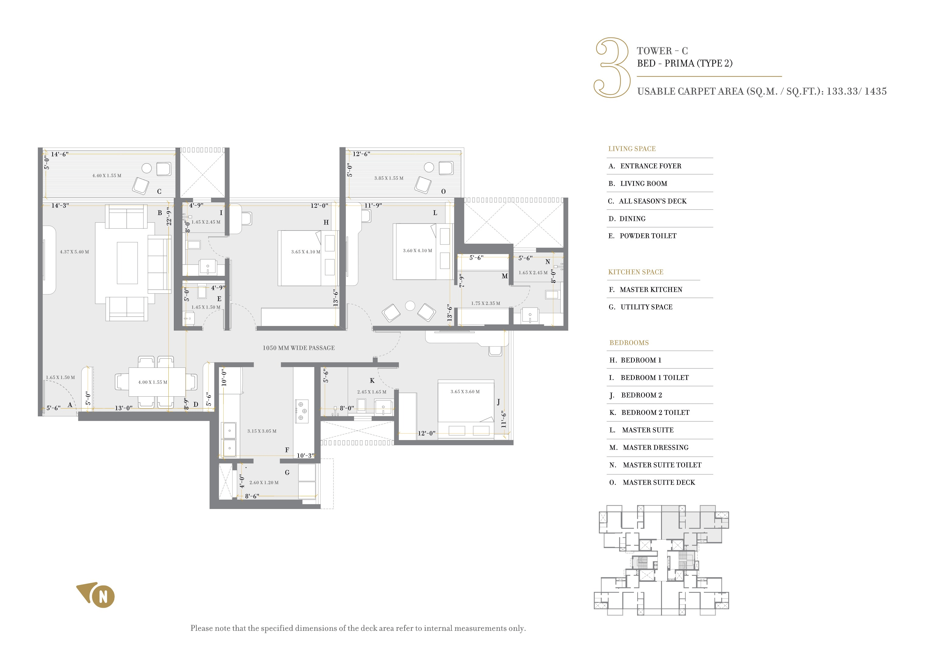 Kolte Patil 24k Manor Unit plan - 1435 sq.ft.
