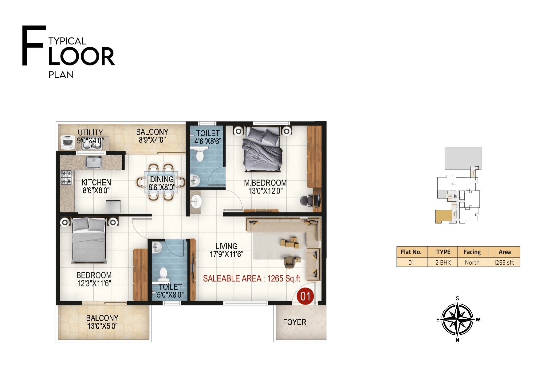 Unit plan - 885 sq.ft.