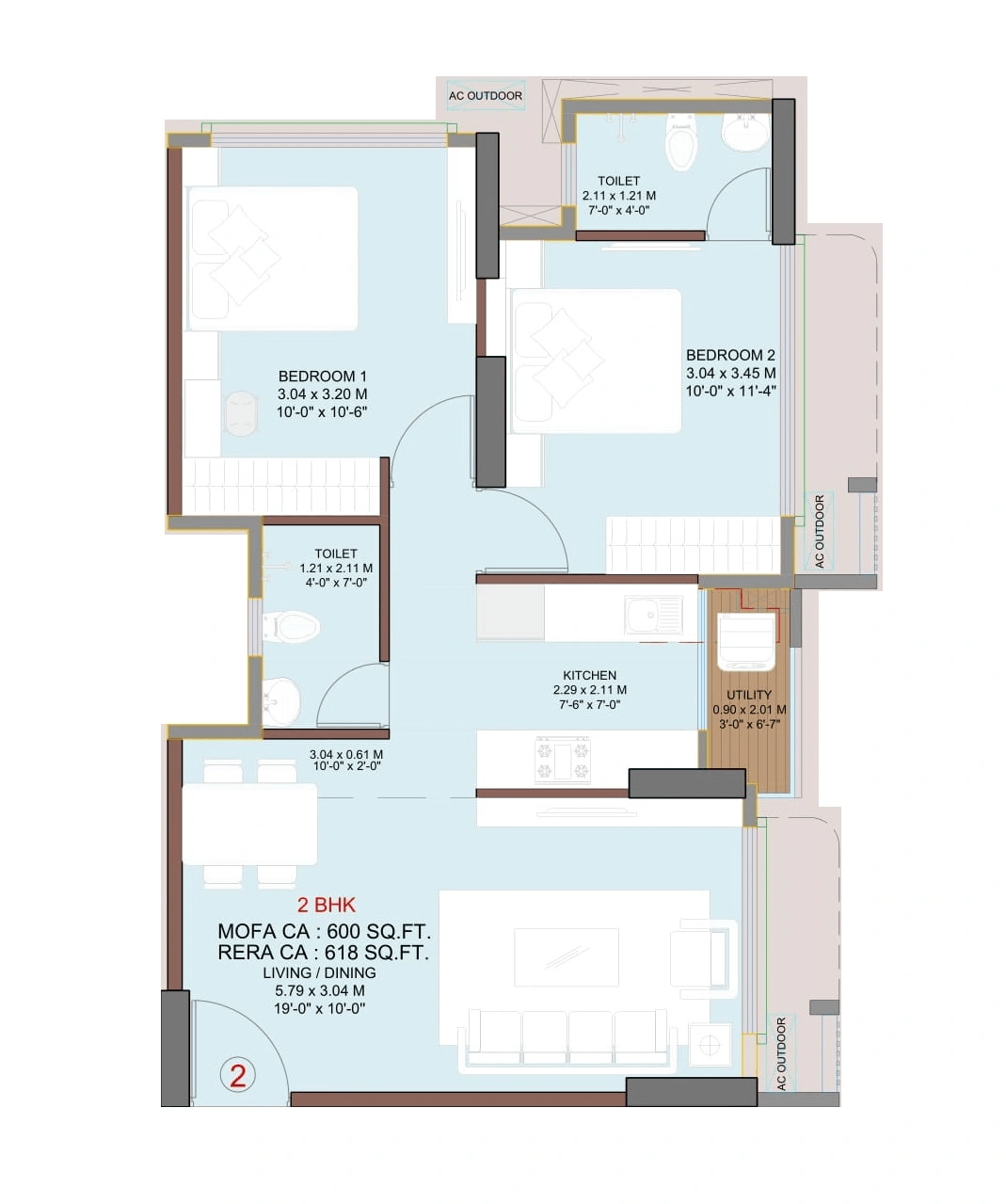 Unit plan - 618 sq.ft.