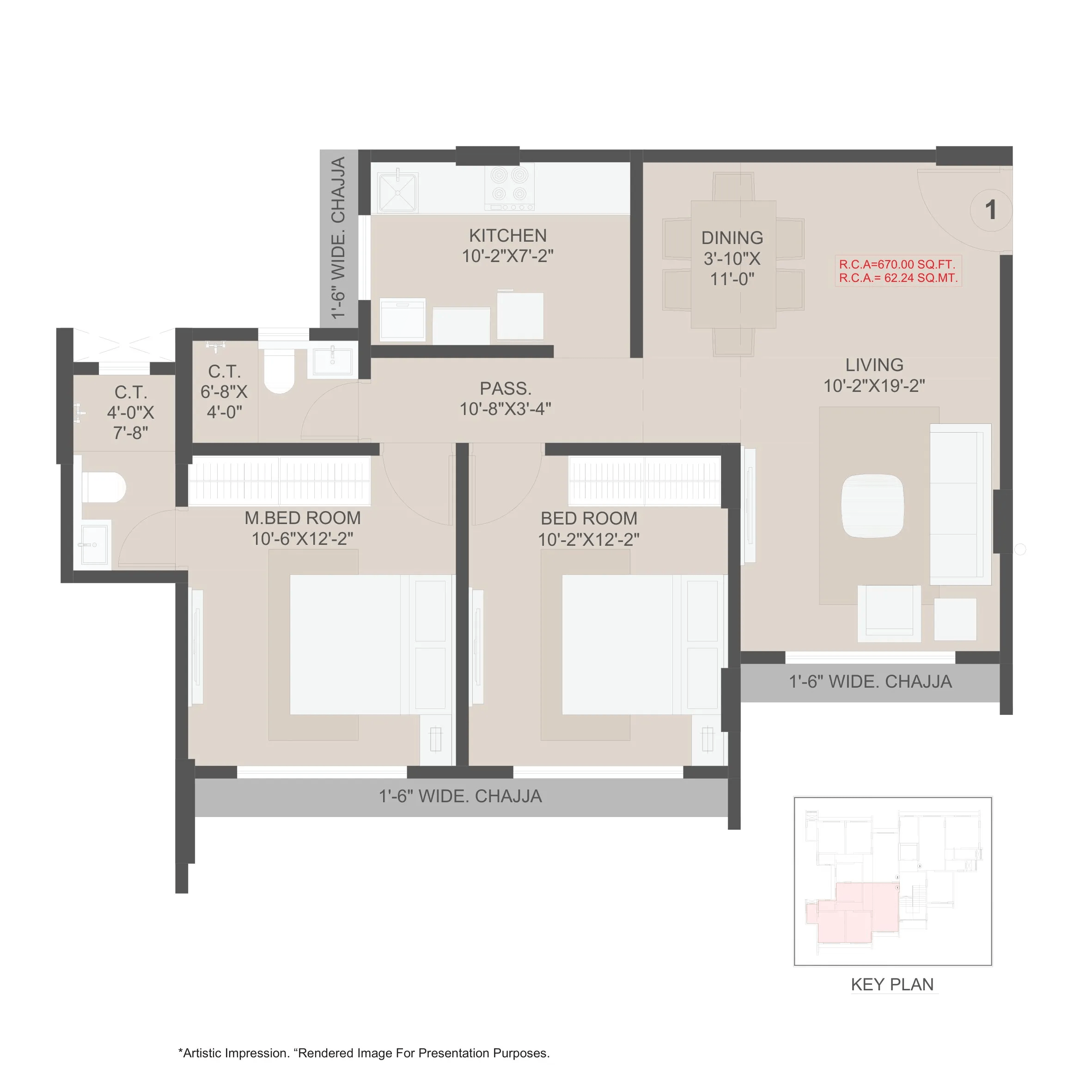 Unit plan - 670 sq.ft.