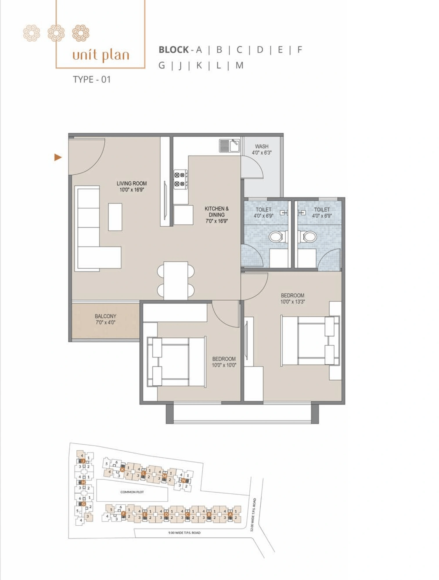 Deep Indraprasth Abode Unit plan - 700 sq.ft.