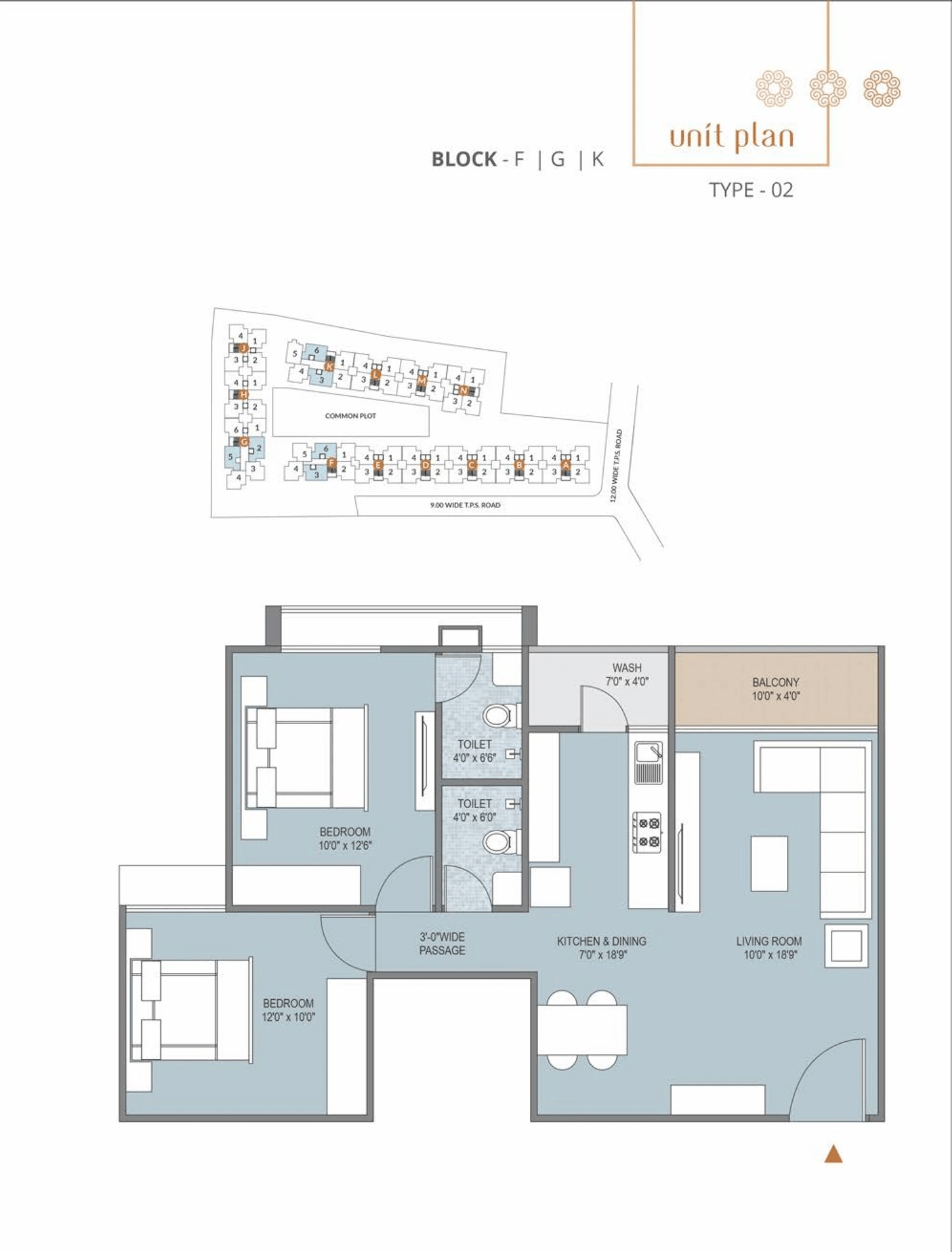 Deep Indraprasth Abode Unit plan - 765 sq.ft.