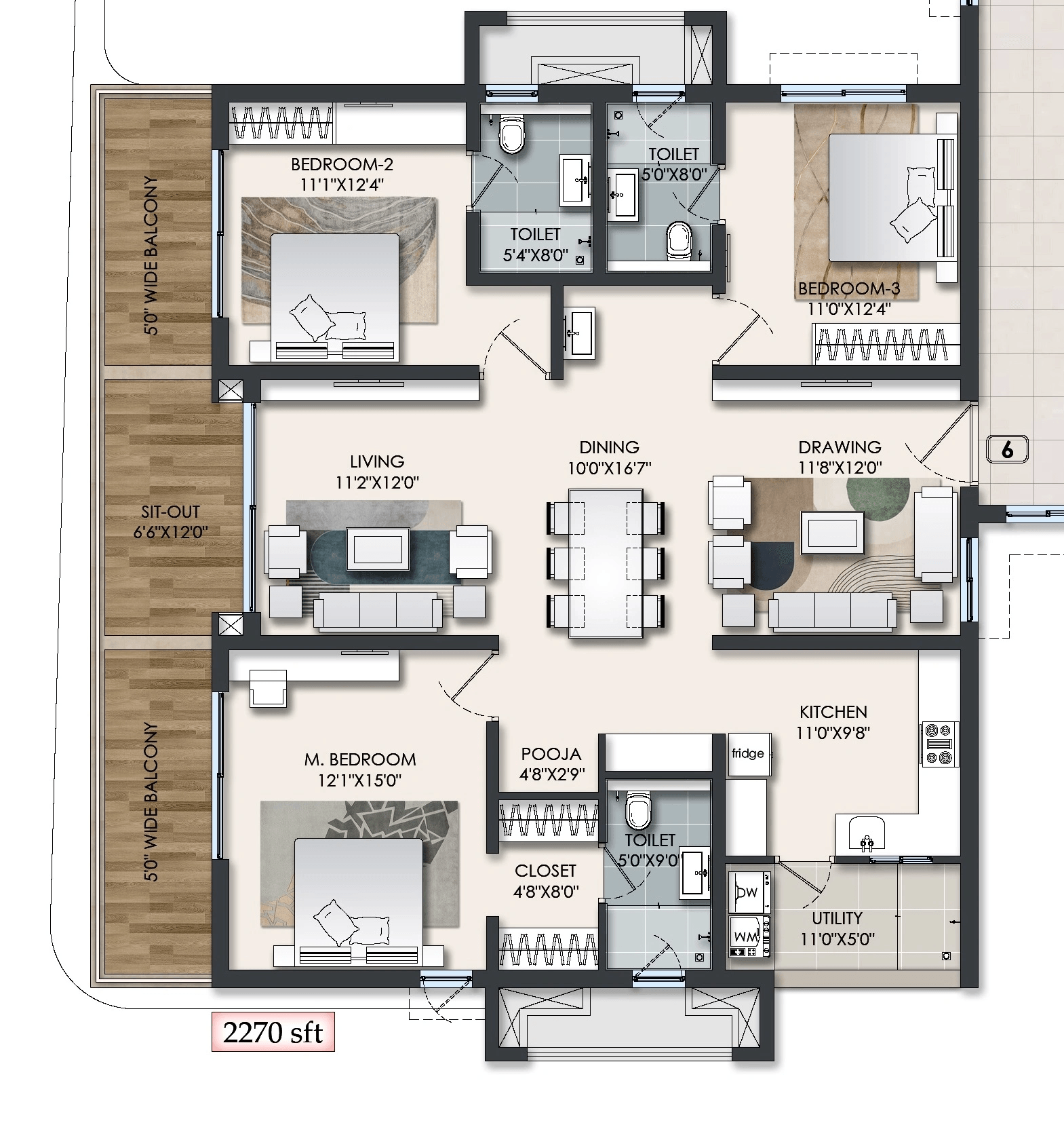 Raghava Halo Unit plan - 1589 sq.ft.