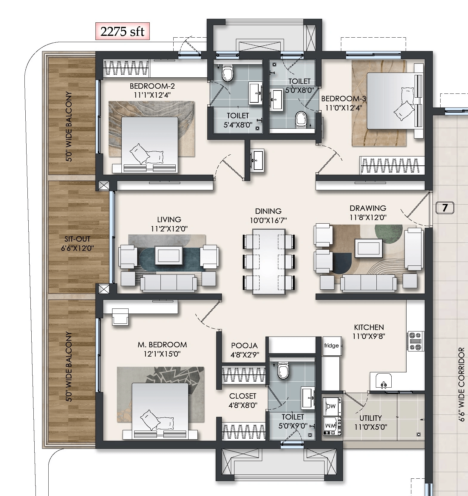 Raghava Halo Unit plan - 1592 sq.ft.