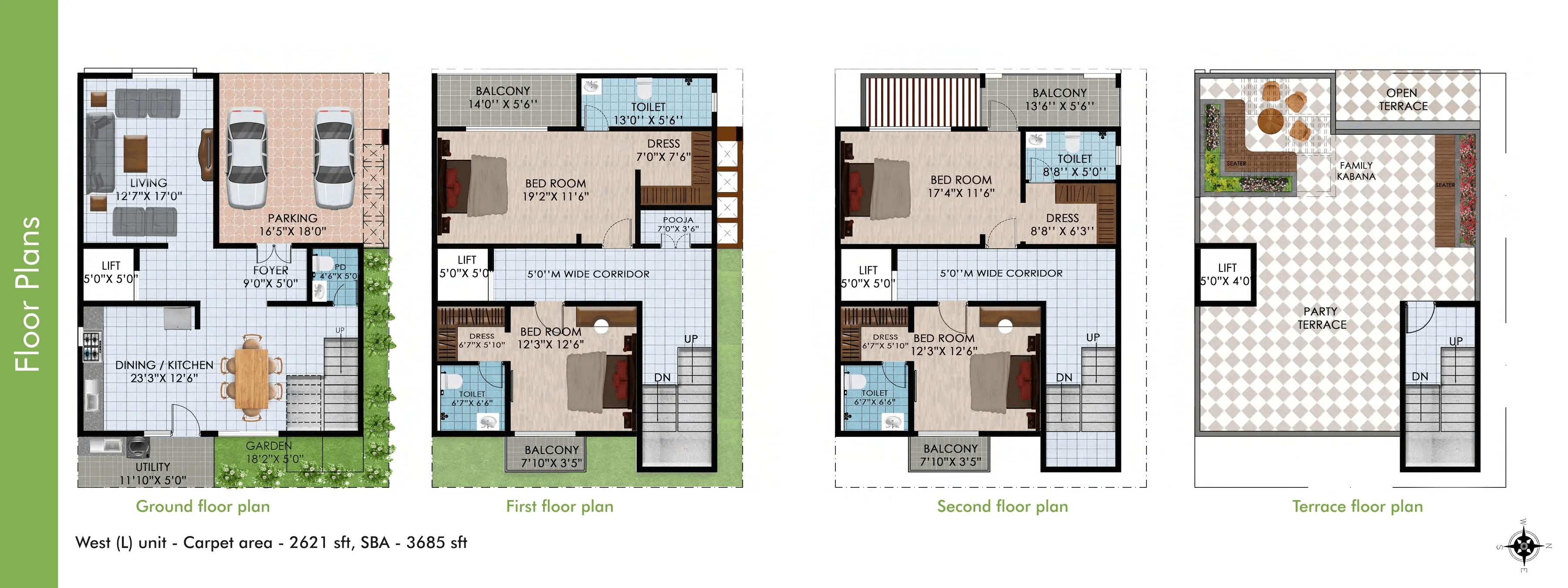 VSPR Bhuvana Boulevard Unit plan - 2621 sq.ft.