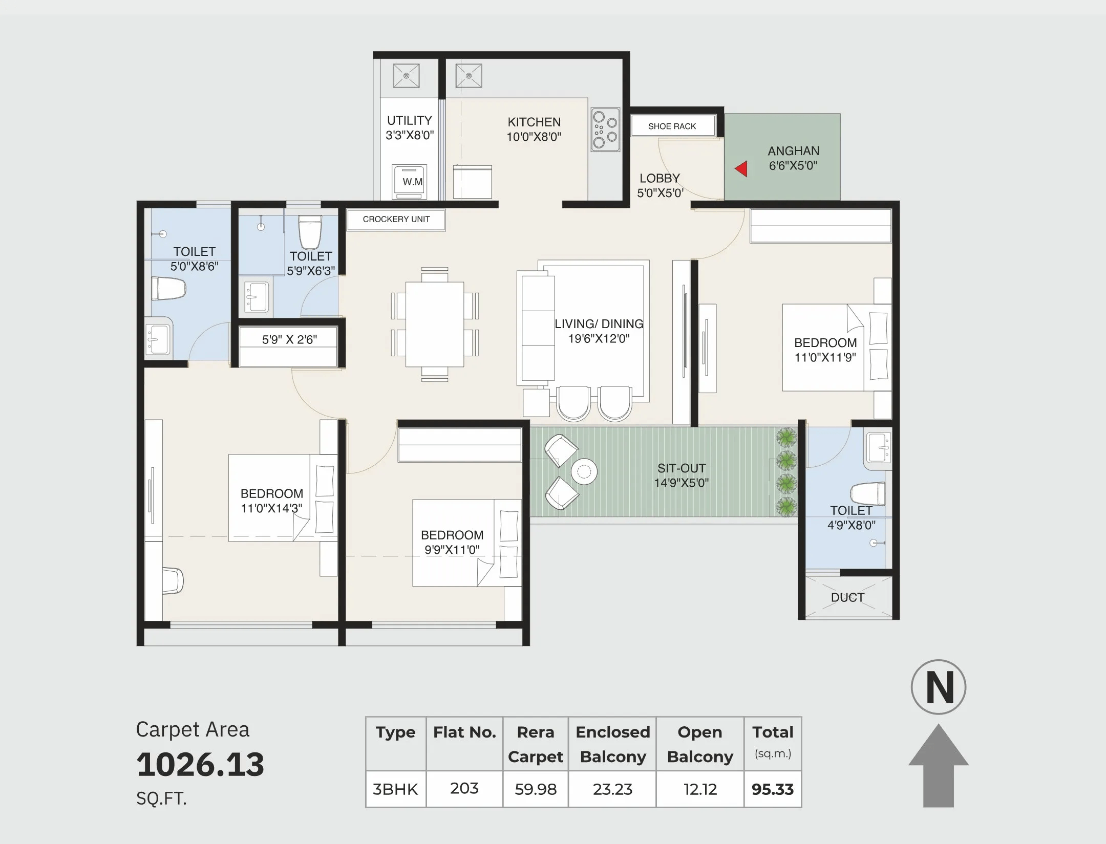 Atrium Montaire Unit plan - 1026 sq.ft.