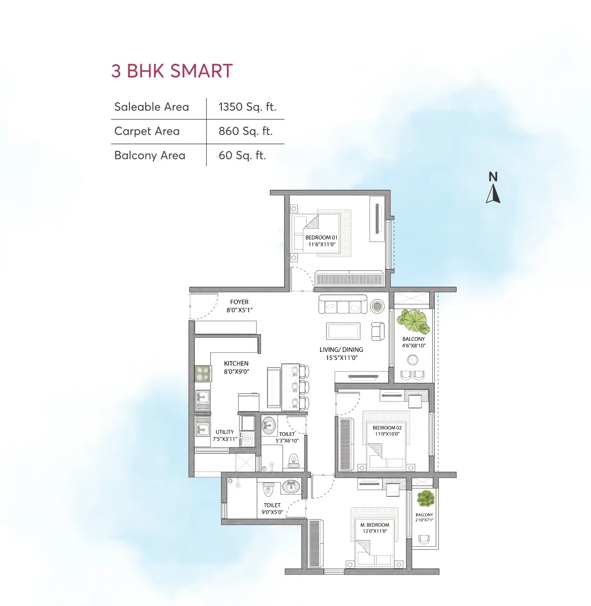 Unit plan - 860 sq.ft.