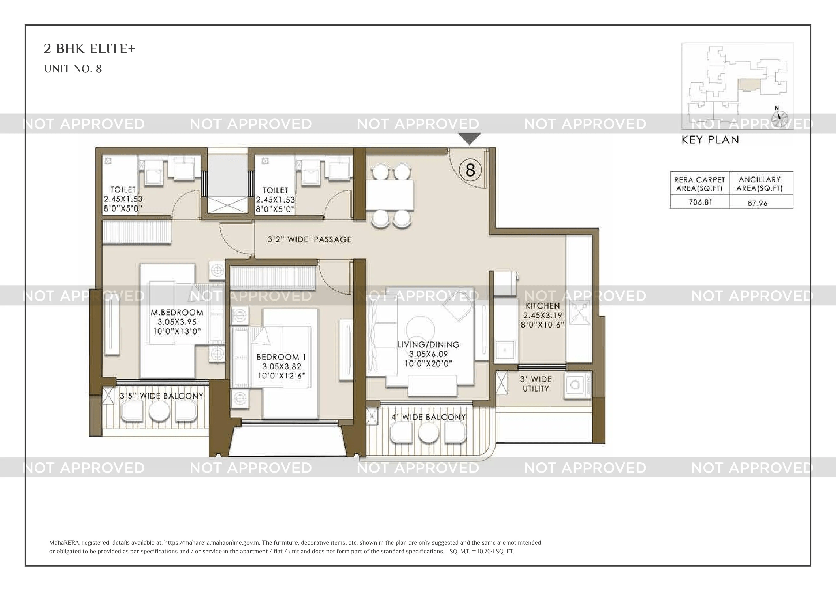 L&T Island Cove Tower 4 Unit plan - 794 sq.ft.