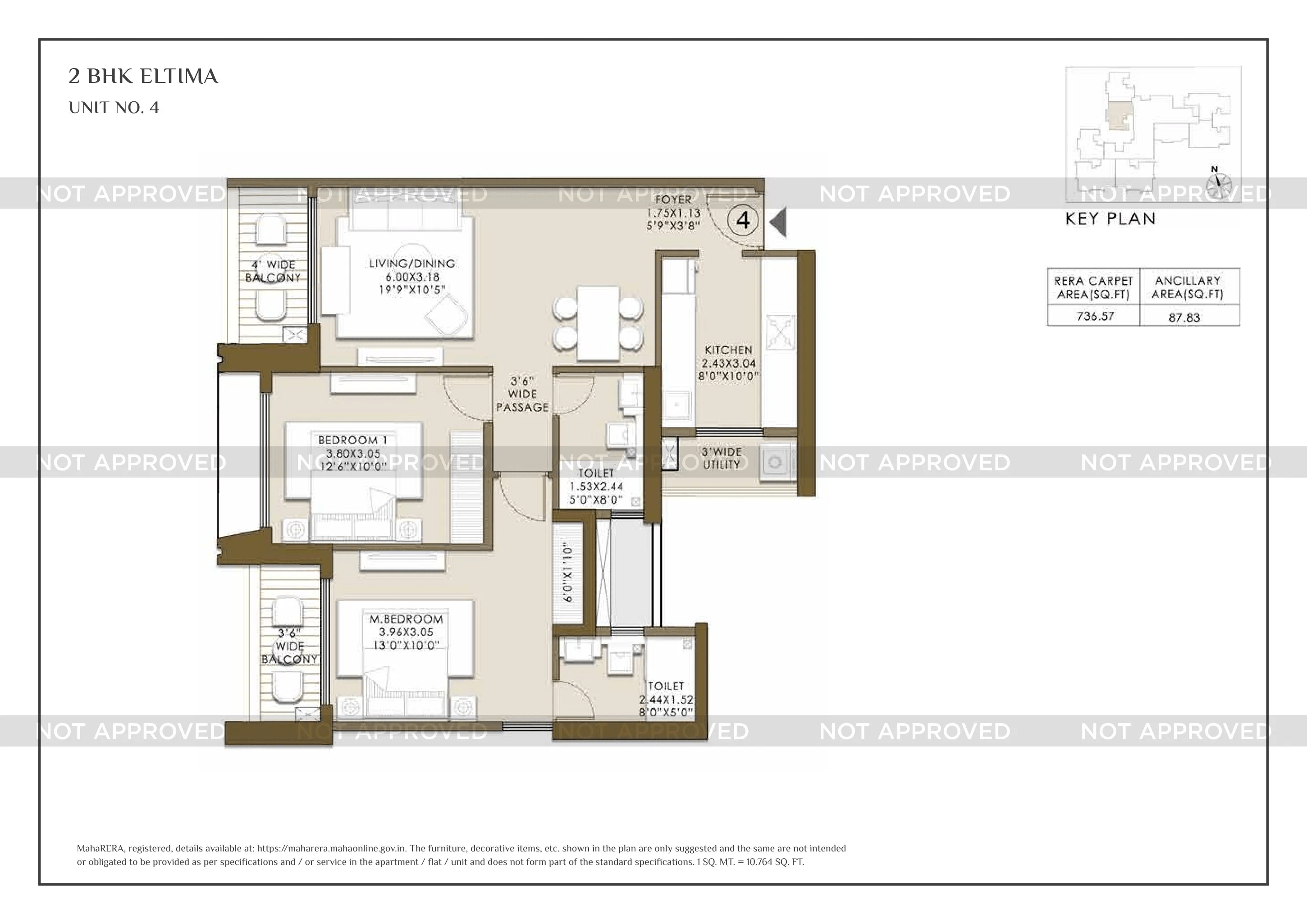 L&T Island Cove Tower 4 Unit plan - 825 sq.ft.