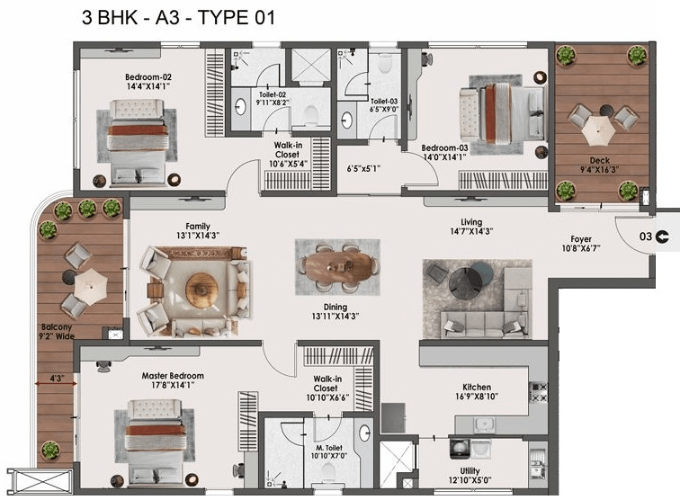 Sattva Lago Unit plan - 1973 sq.ft.