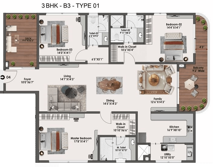 Sattva Lago Unit plan - 1973 sq.ft.