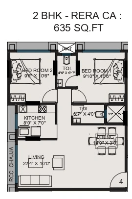 Arihant Neminath Sky Unit plan - 635 sq.ft.