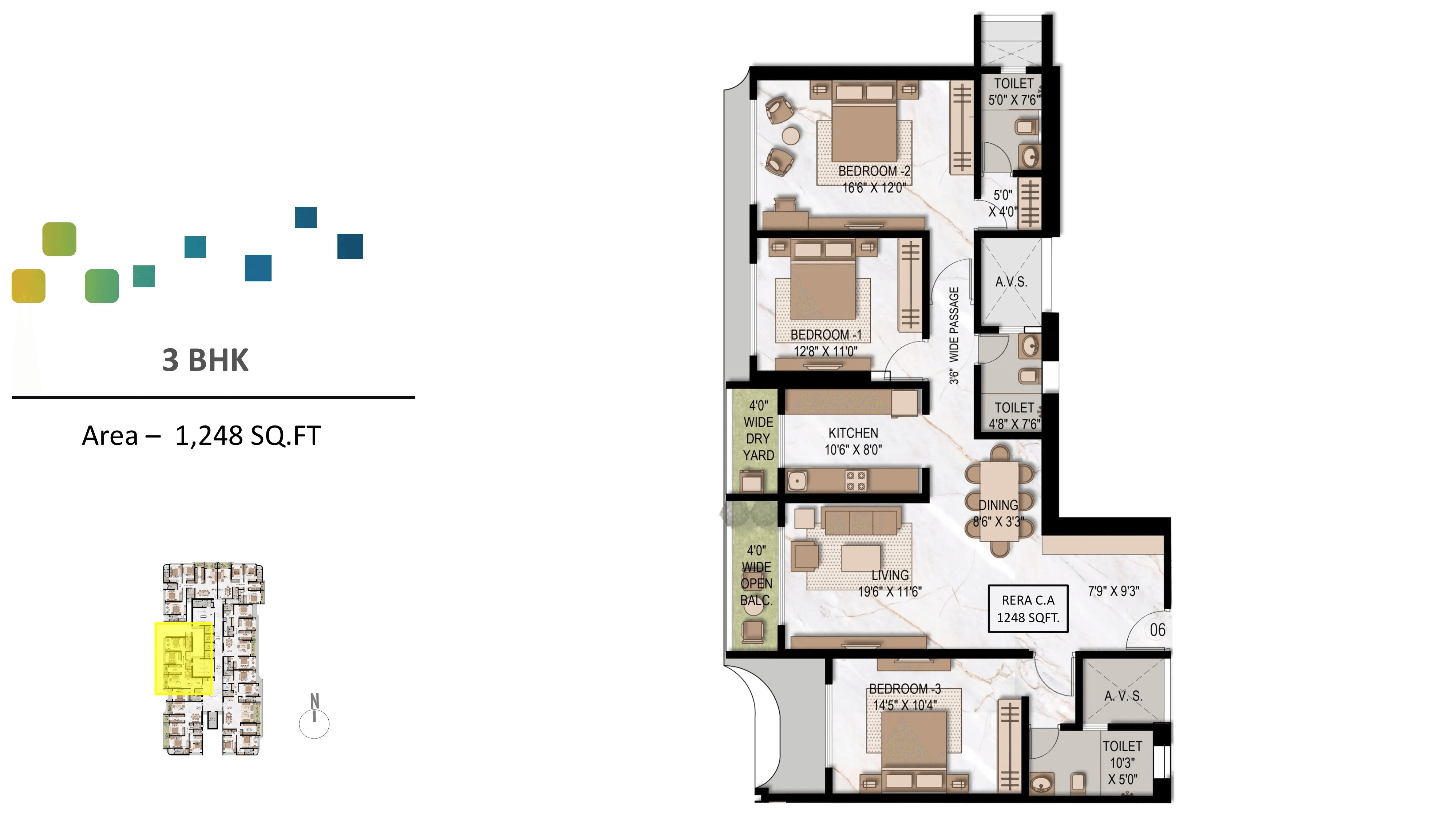 7 Elements Unit plan - 1248 sq.ft.