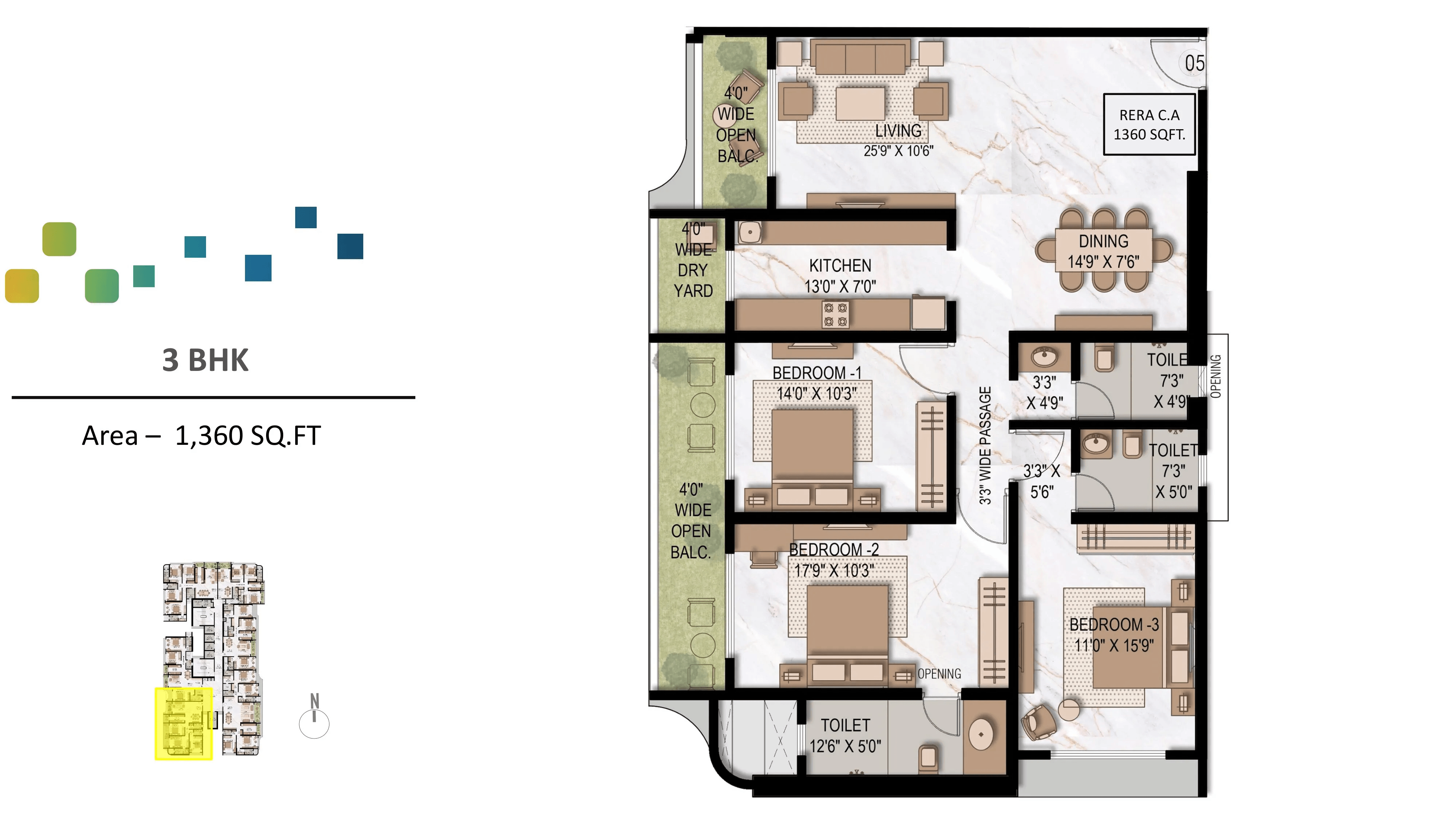 7 Elements Unit plan - 1360 sq.ft.