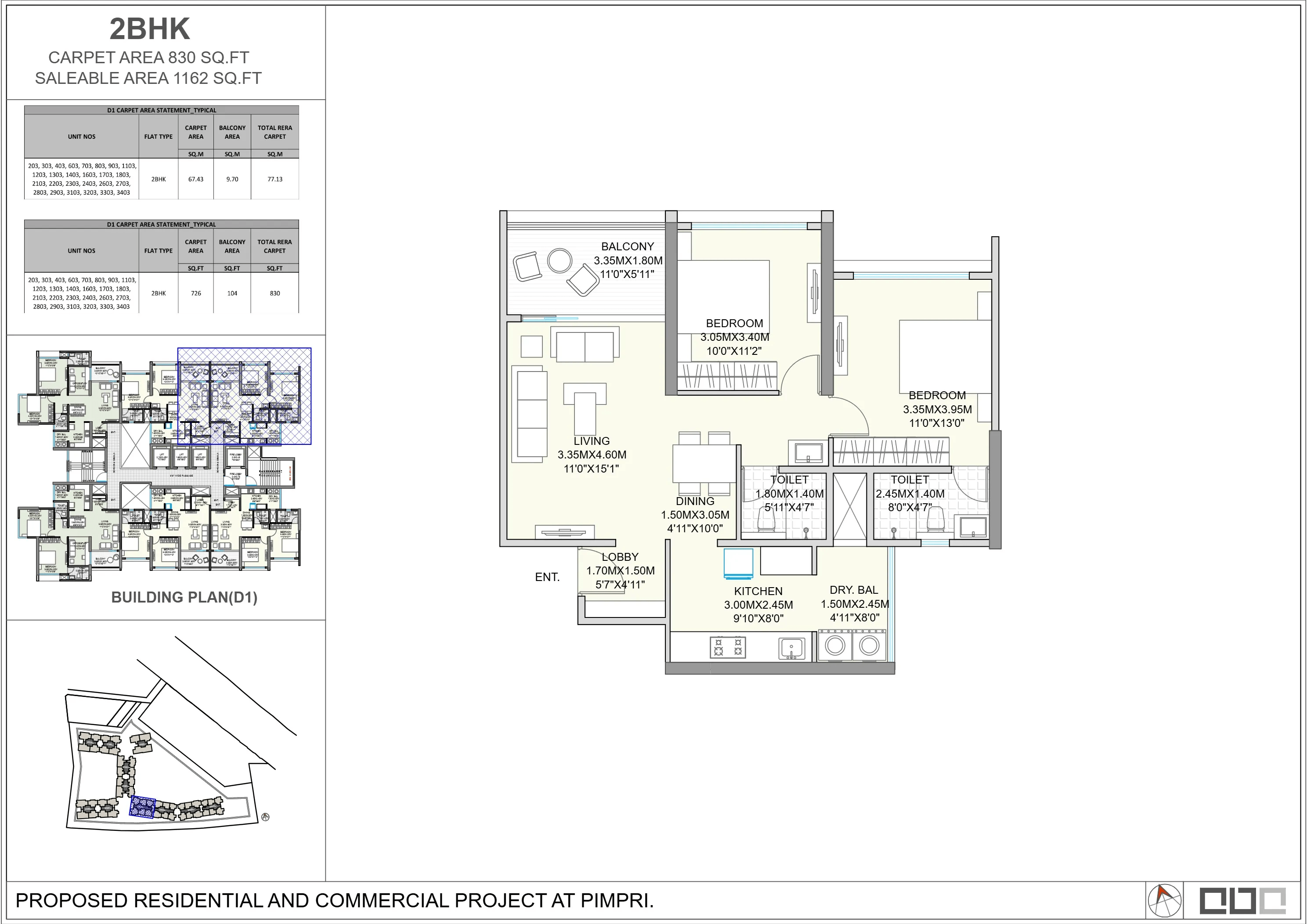 Unit plan - 830 sq.ft.