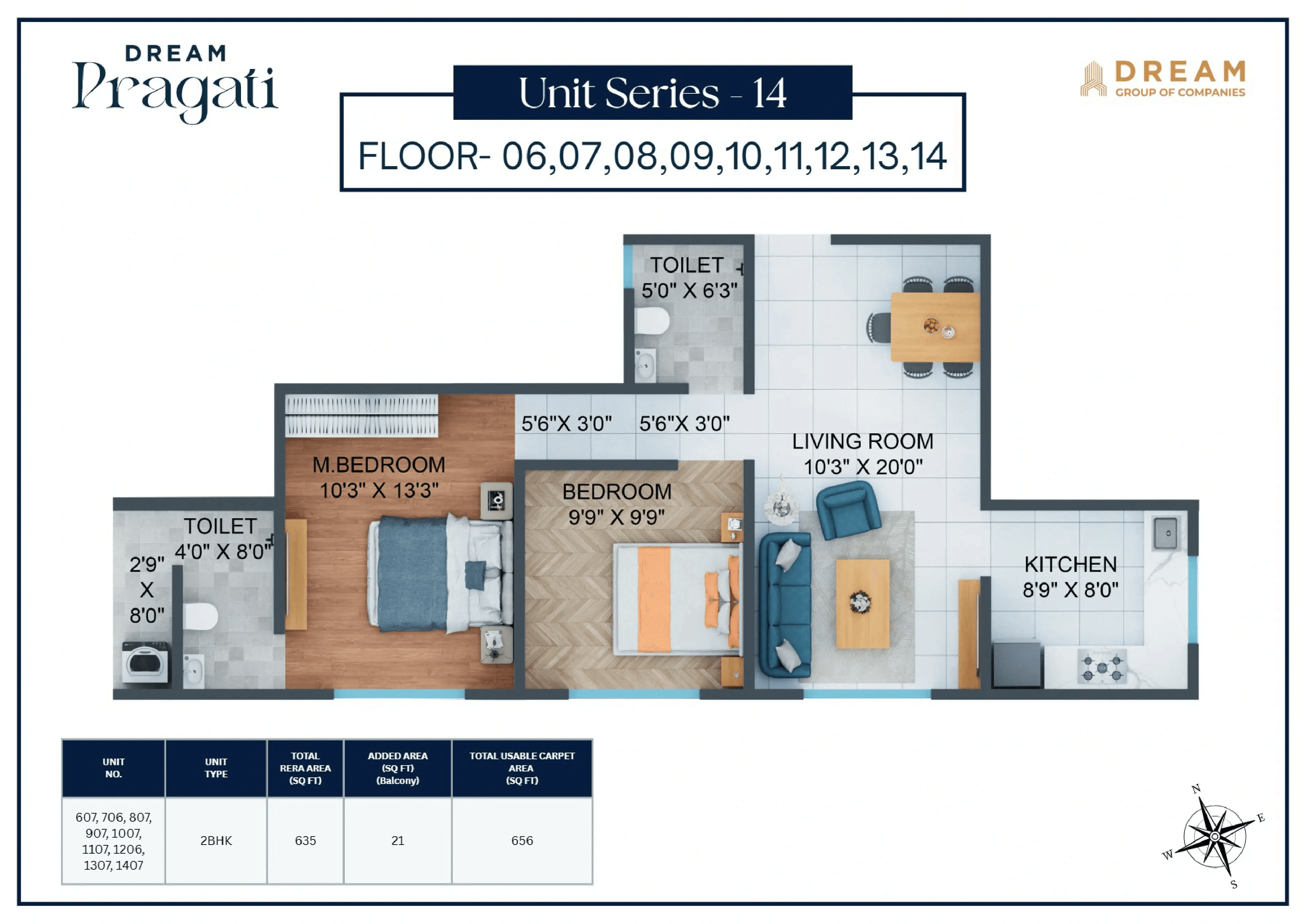Dream Pragati Unit plan - 656 sq.ft.