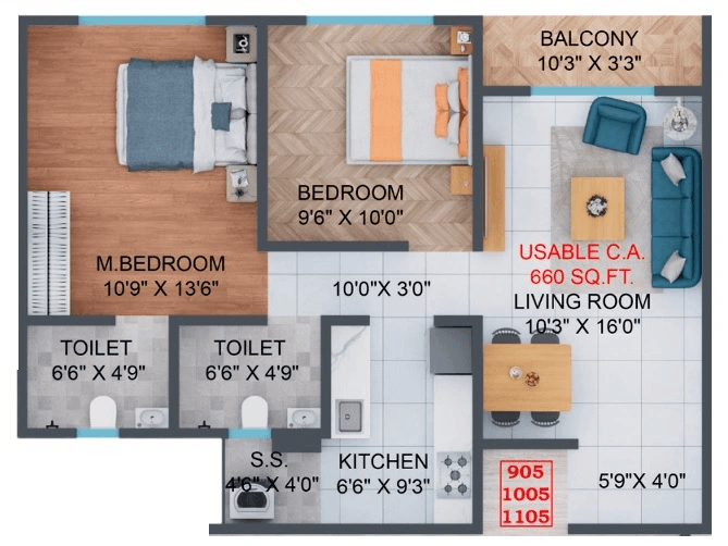 Dream Pragati Unit plan - 660 sq.ft.
