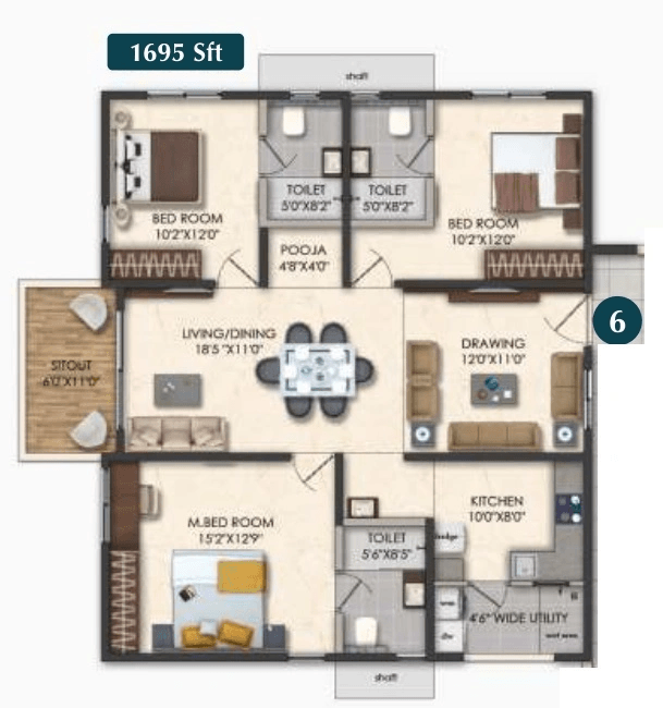 Honer Signatis Unit plan - 1095 sq.ft.