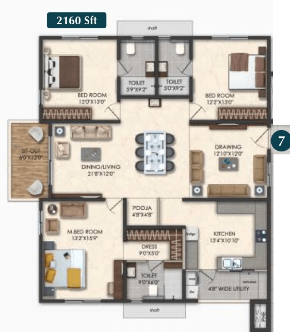 Honer Signatis Unit plan - 1419 sq.ft.