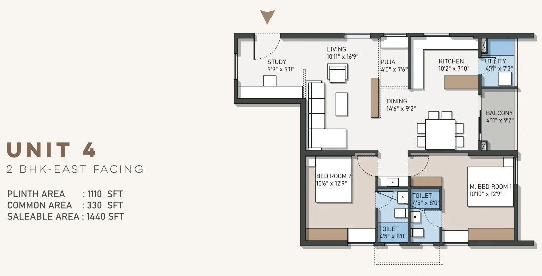 Unit plan - 982 sq.ft.