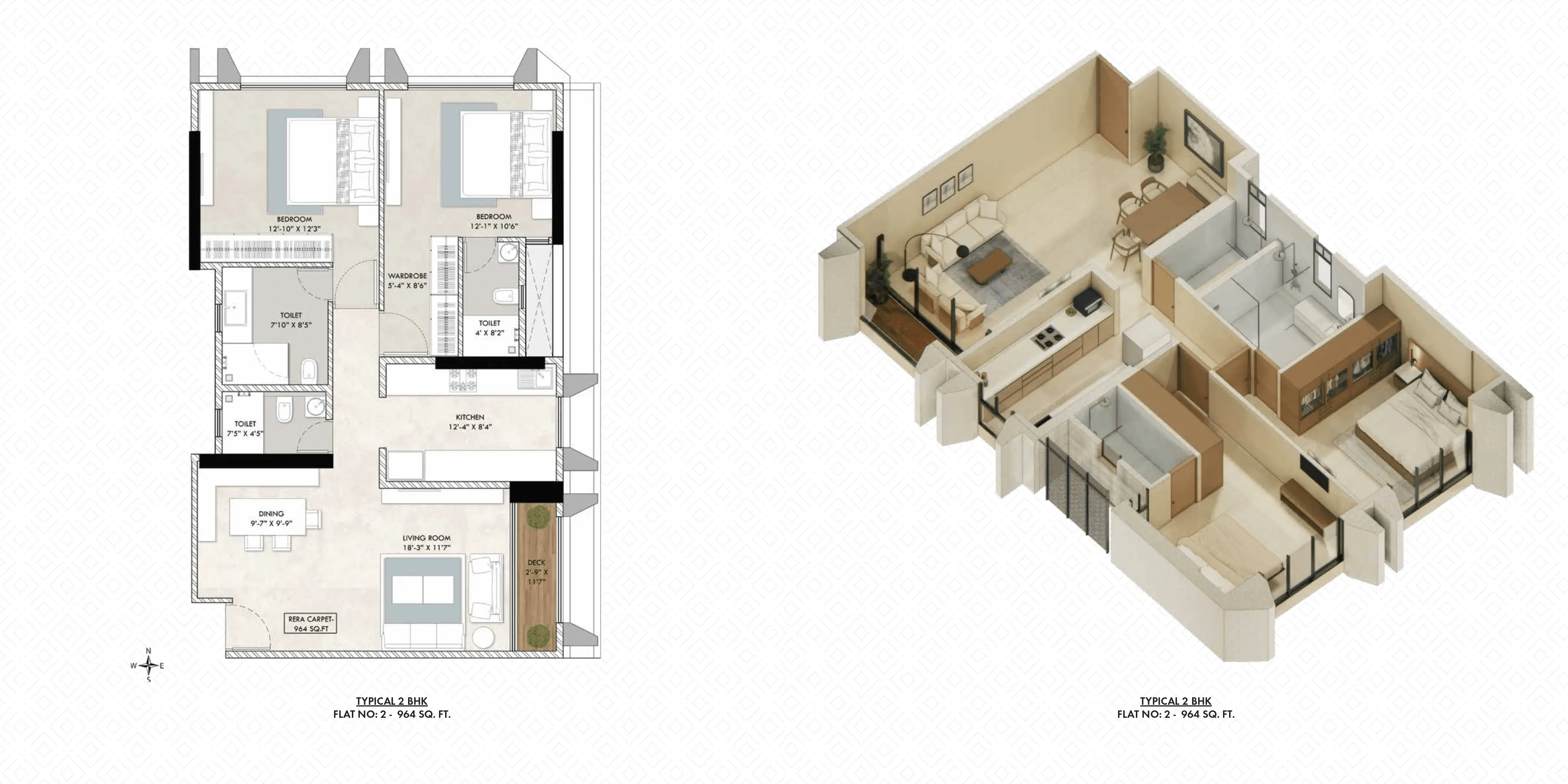 Aayushi Urban Frames Unit plan - 964 sq.ft.