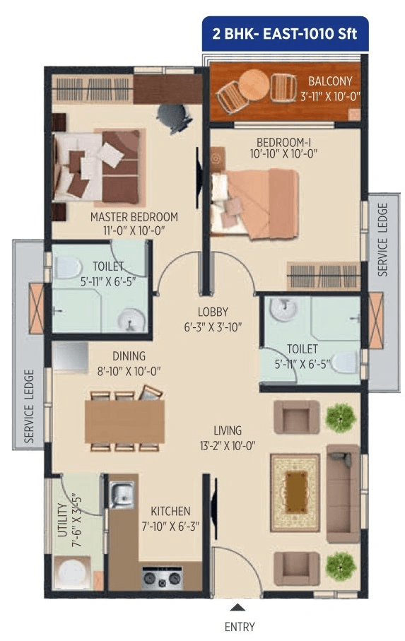 Muppa Melody Unit plan - 707 sq.ft.