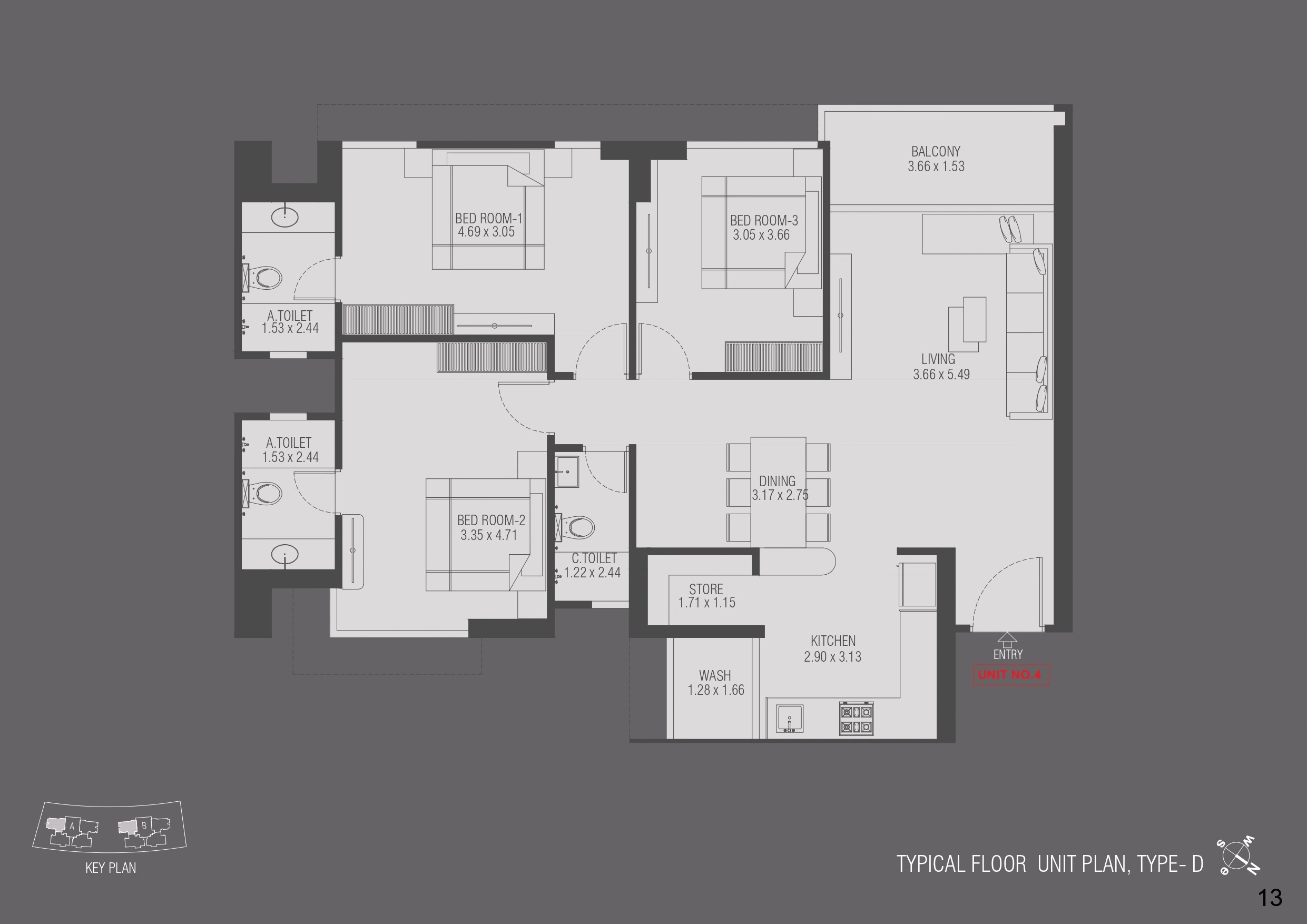 Unit plan - 1164 sq.ft.