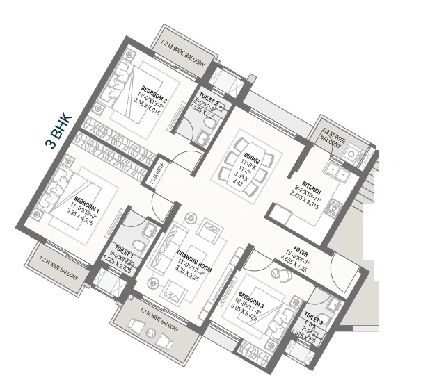 Savvy Marina Unit plan - 1263 sq.ft.
