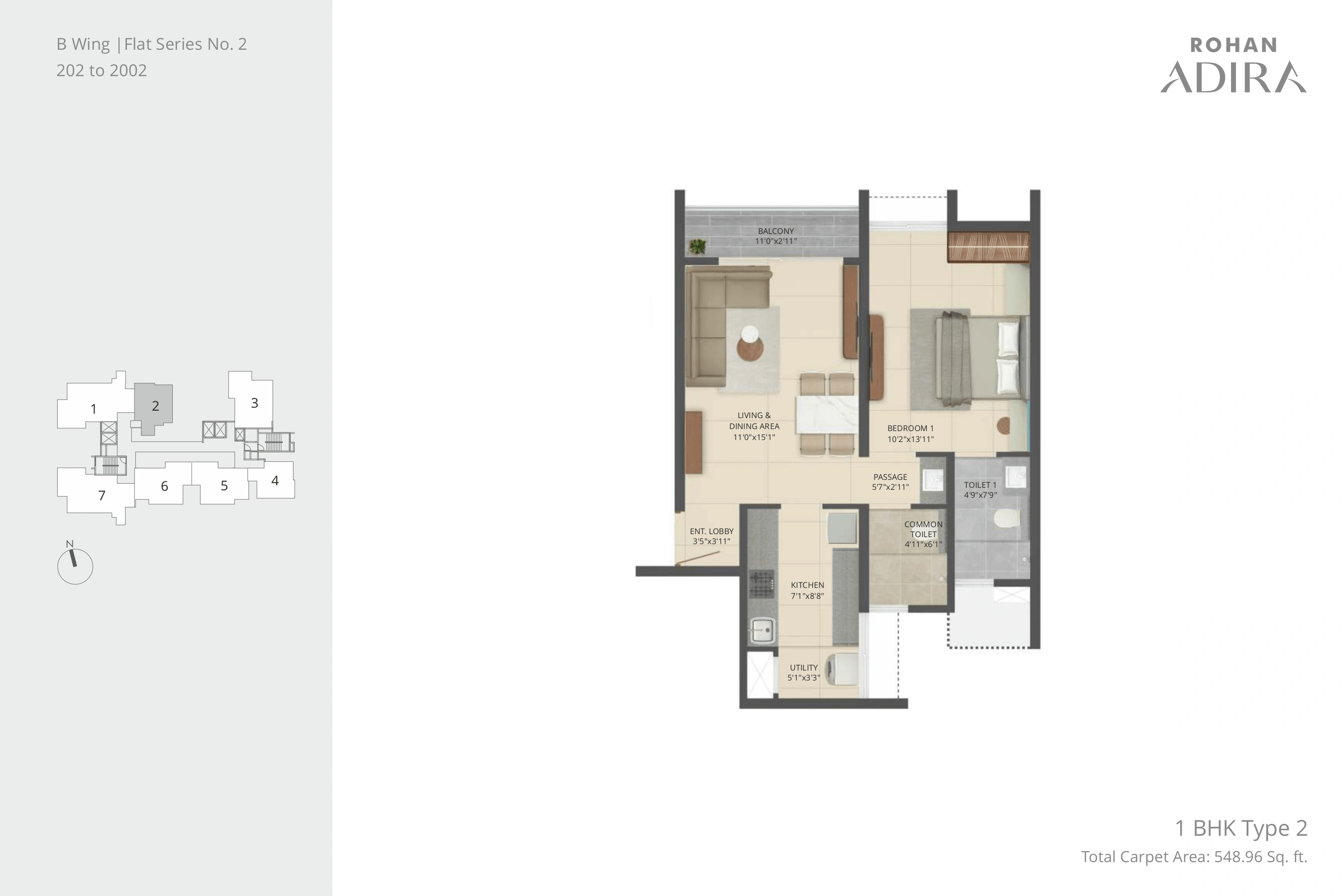 Rohan Adira Unit plan - 549 sq.ft.