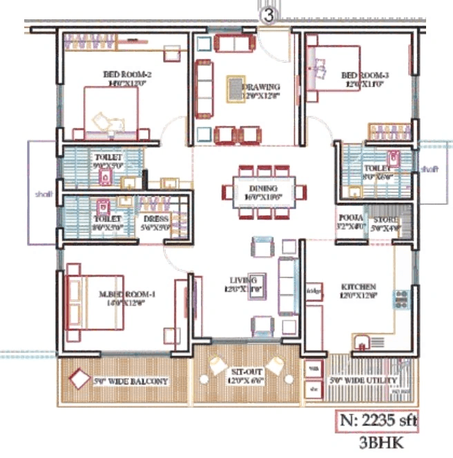 Unit plan - 1564 sq.ft.