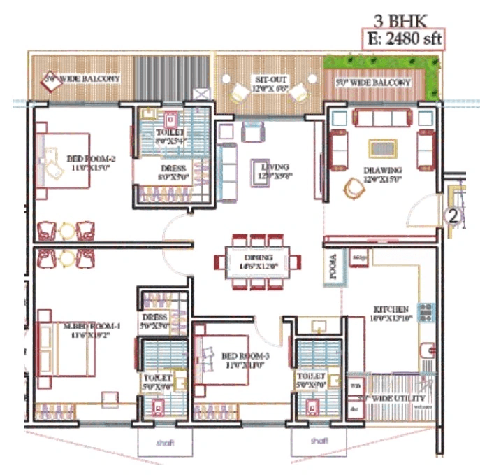 Vertex Autograph Unit plan - 1736 sq.ft.