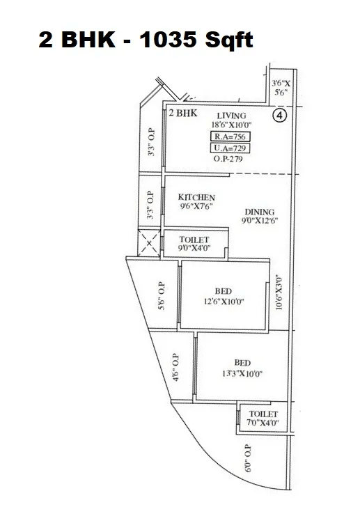 Estquire Arunoday Unit plan - 1035 sq.ft.