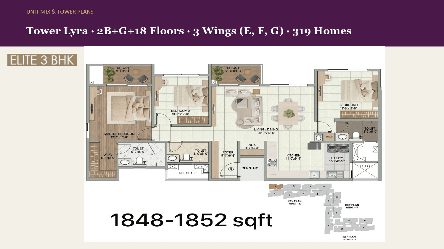 Sumadhura Elysium Unit plan - 1256 sq.ft.