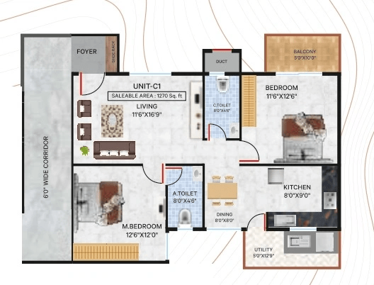 Unit plan - 863 sq.ft.