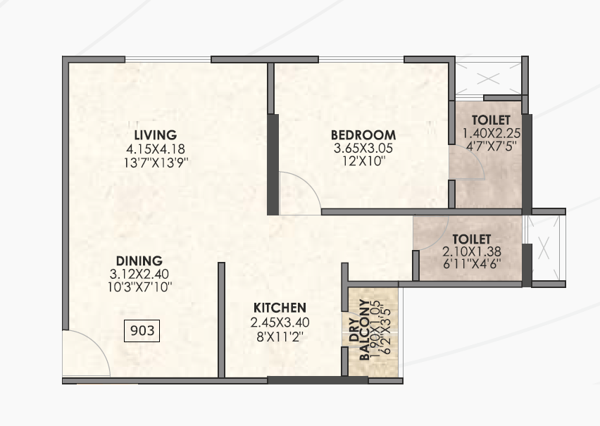 Venkatesh Anandmayi Unit plan - 602 sq.ft.