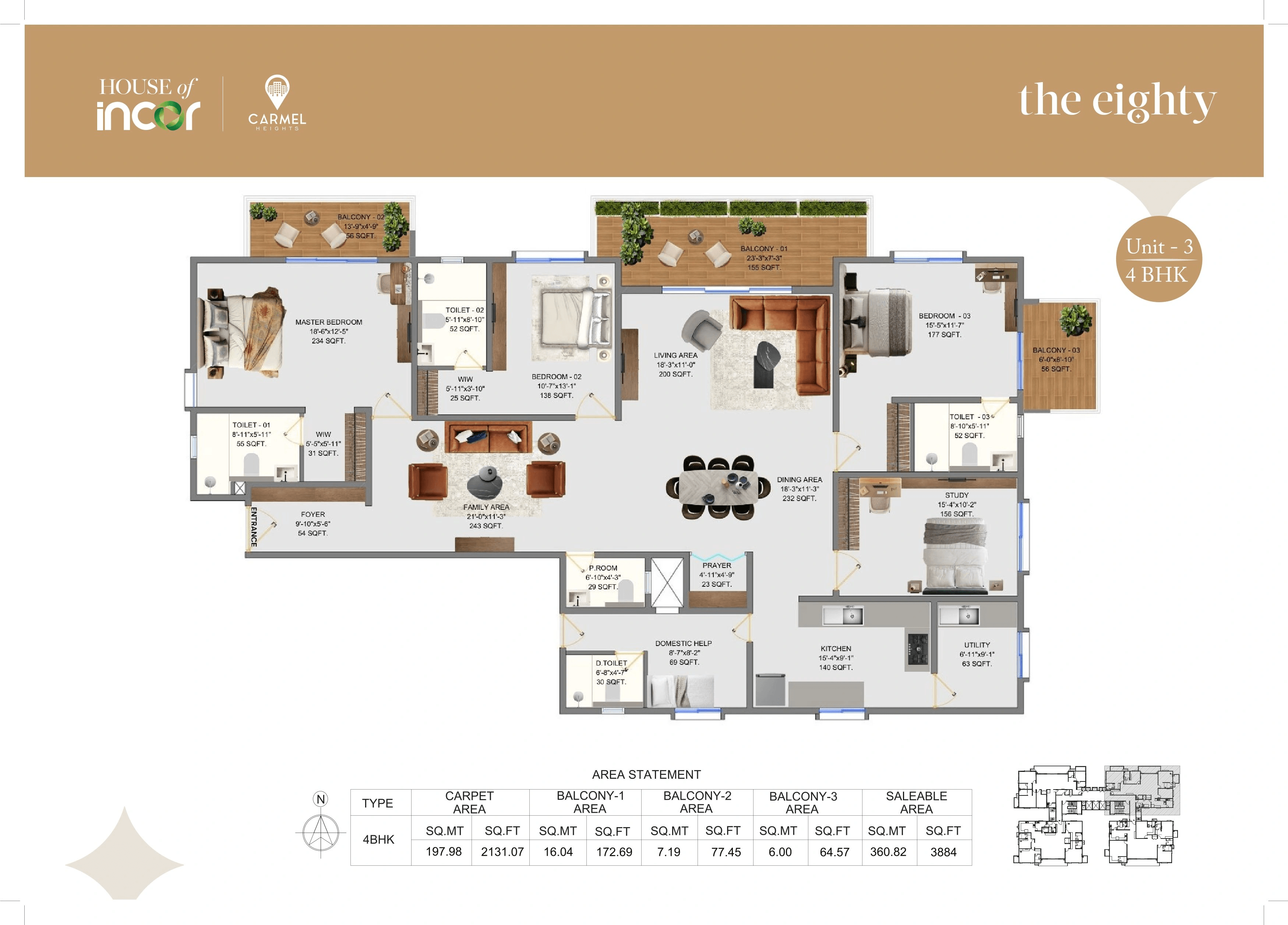 Incor Carmel Heights Unit plan - 2131 sq.ft.