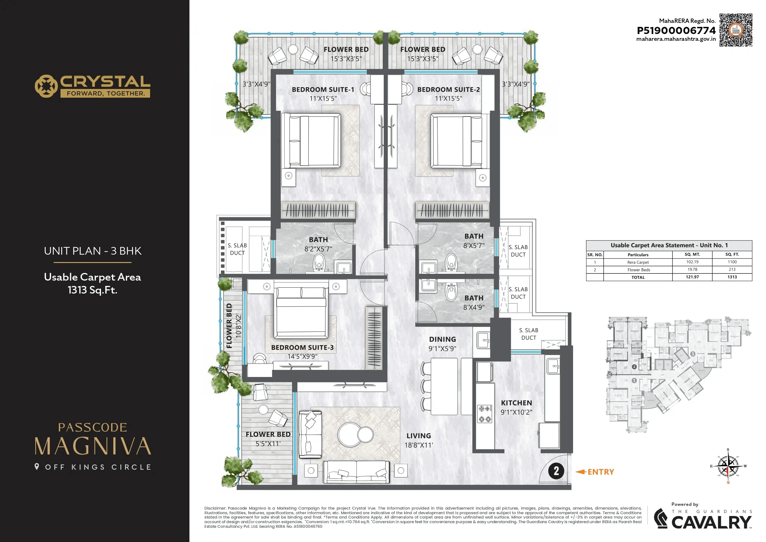 Crystal Vue Unit plan - 1313 sq.ft.