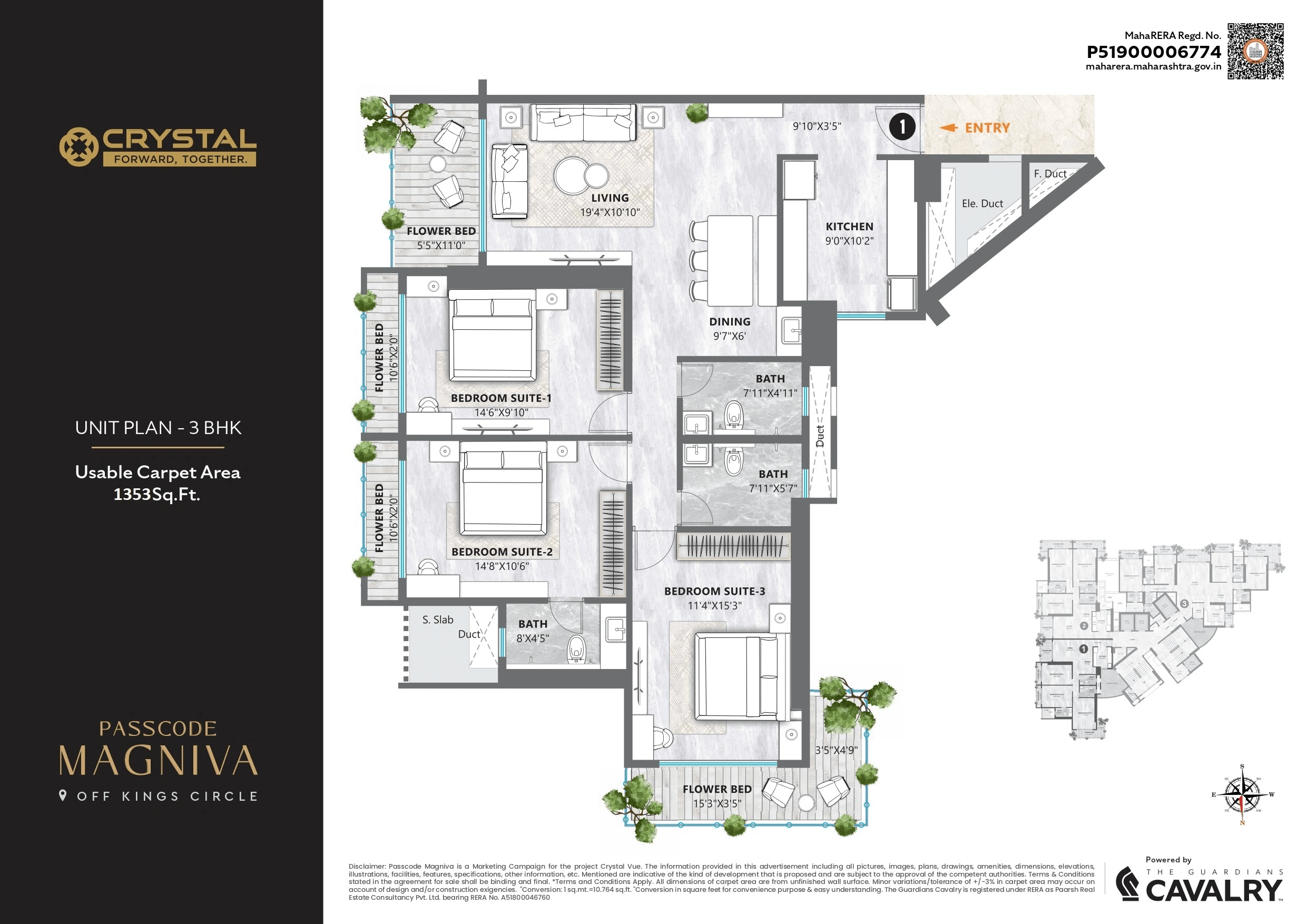Crystal Vue Unit plan - 1353 sq.ft.