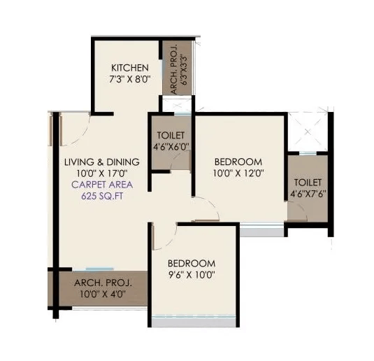 Abhinav The Curve Unit plan - 625 sq.ft.