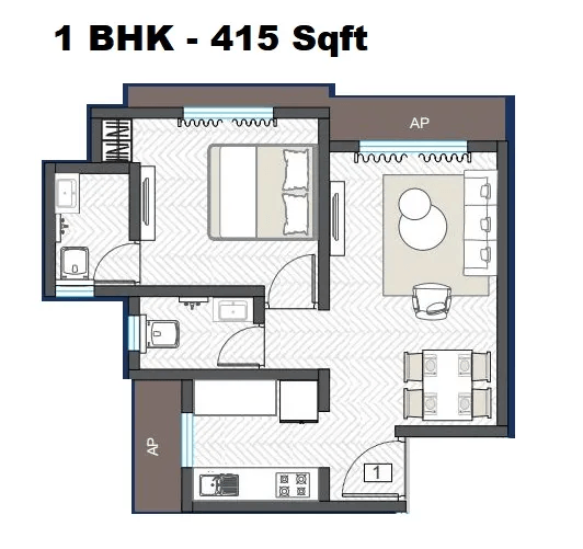 Shripal Supreme Unit plan - 415 sq.ft.
