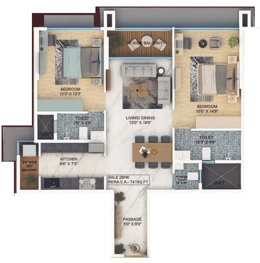 Mindset Aum Laxmi Kusum Unit plan - 741 sq.ft.