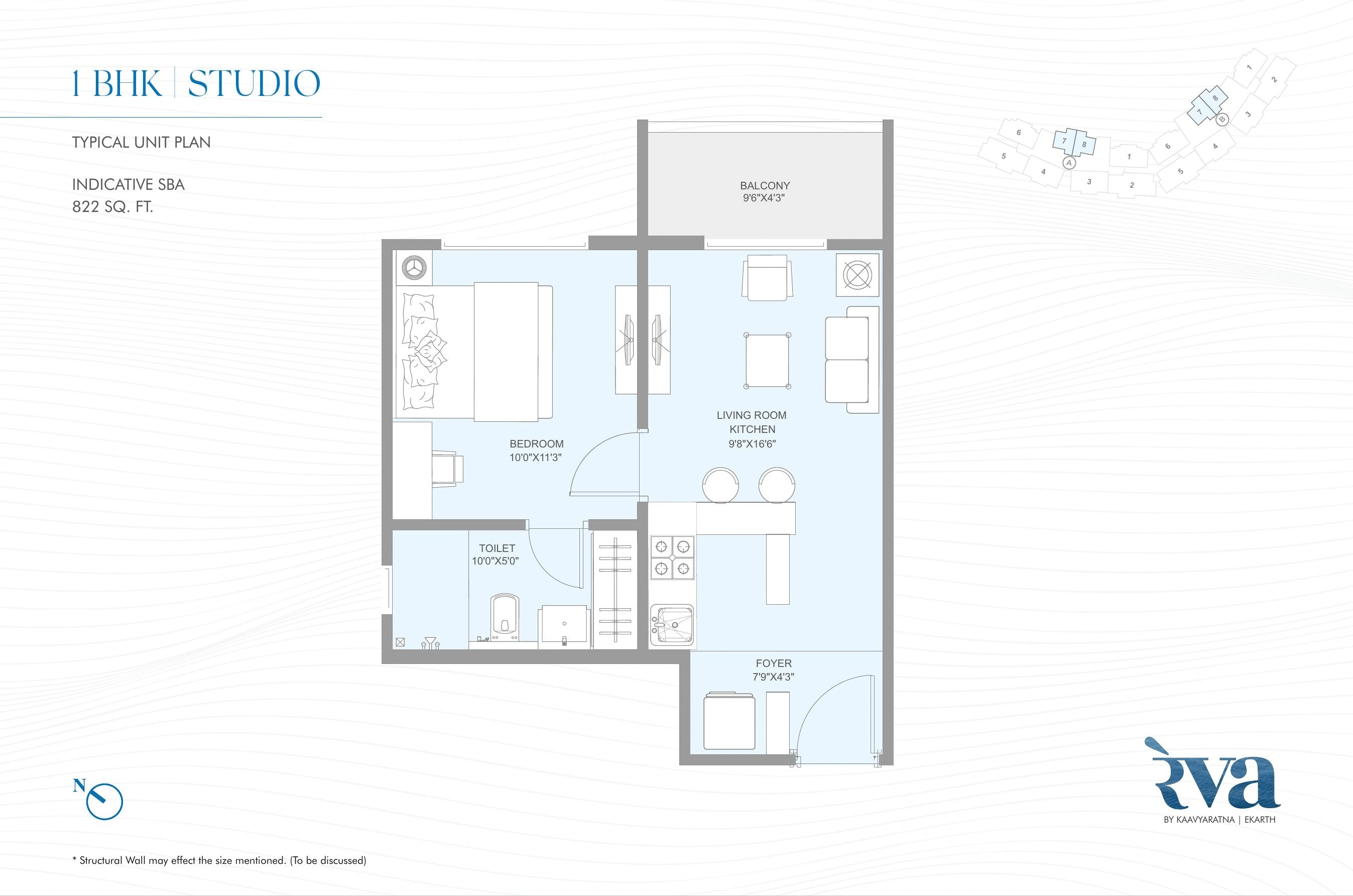 Unit plan - 822 sq.ft.