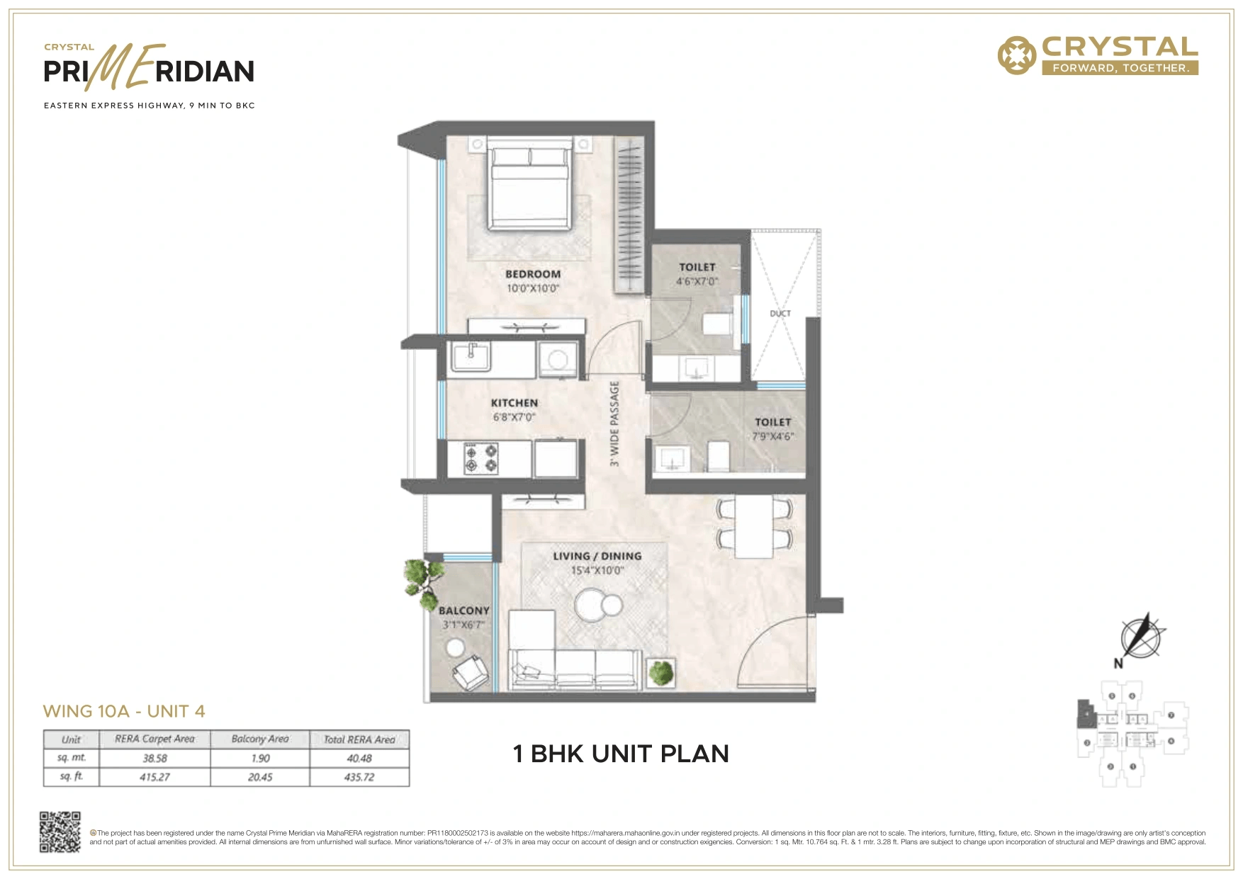 Crystal Prime Meridian Unit plan - 436 sq.ft.